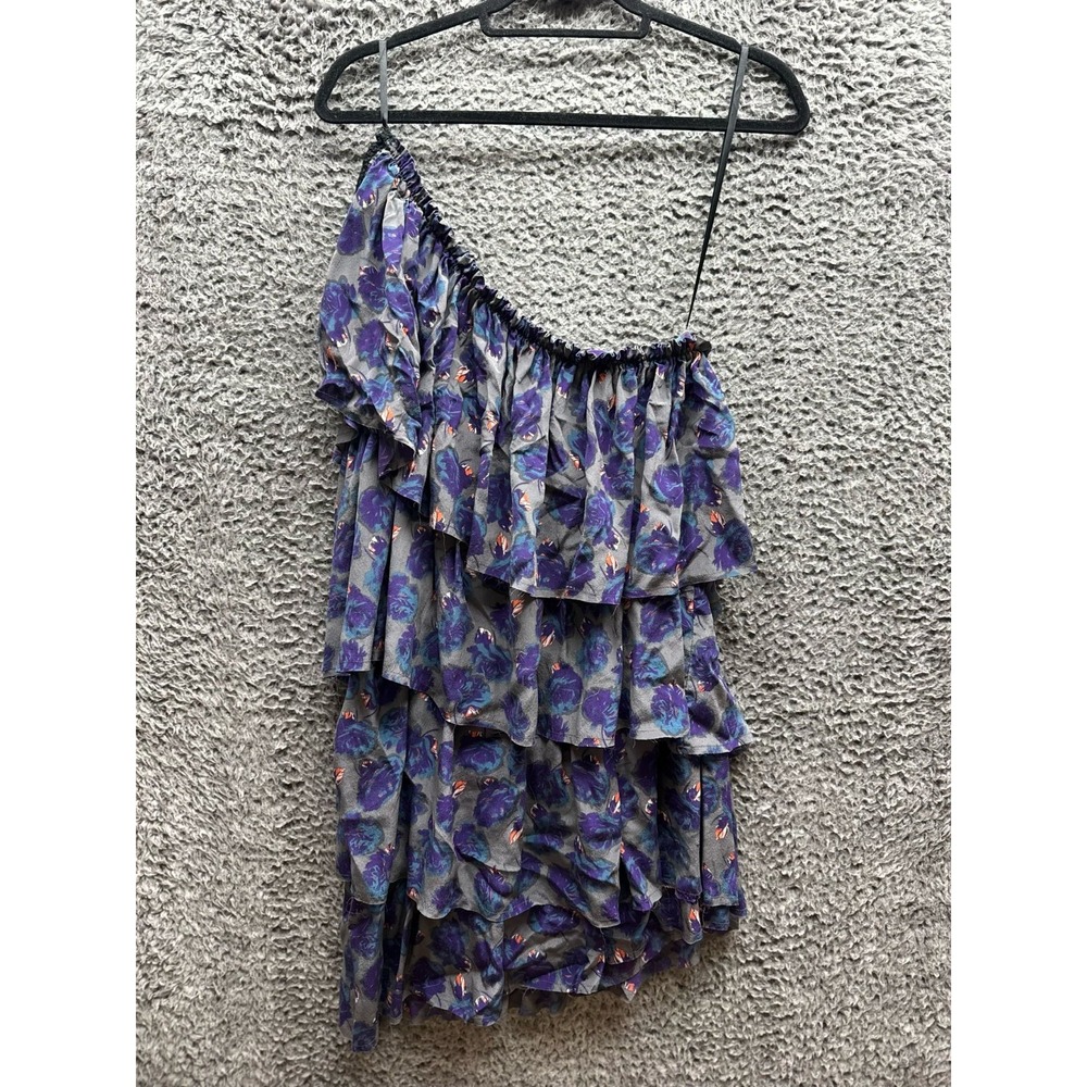 Zadig & Voltaire Rosaly Roses Deluxe Silk One Shoulder Mini Dress Womens‎ Size S